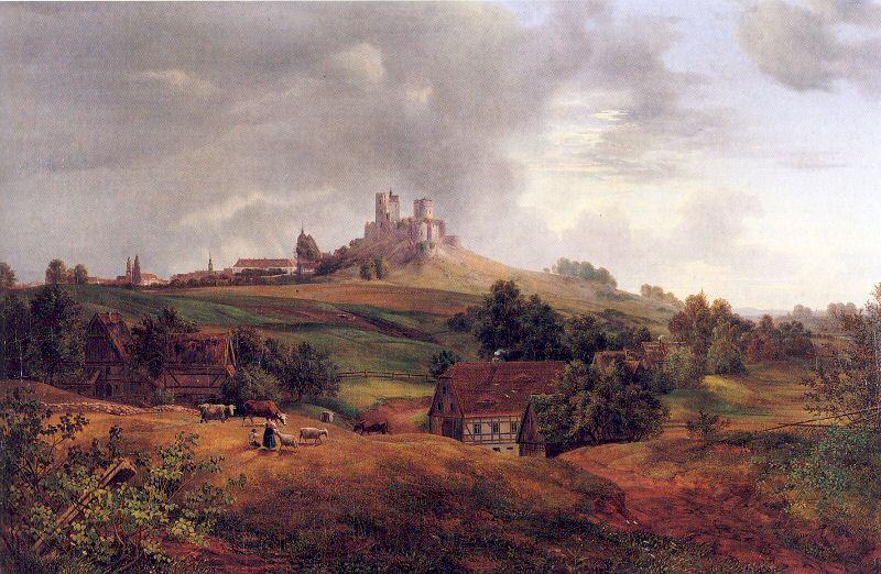 Oehme, Ernst Ferdinand Stolpen Castle Spain oil painting art